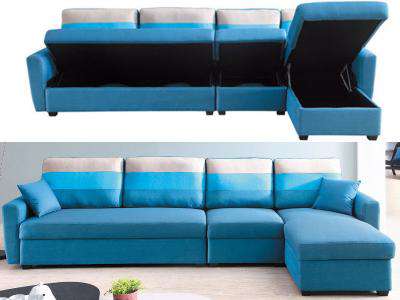 藍色L型布沙發組-台北傢俱桃園傢俱新竹傢俱